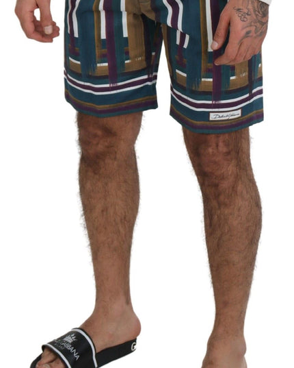 Dolce & Gabbana Multicolor Striped Stretch Cotton Shorts