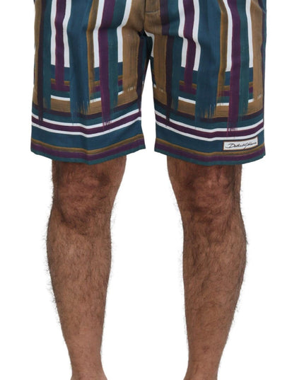 Dolce & Gabbana Multicolor Striped Stretch Cotton Shorts