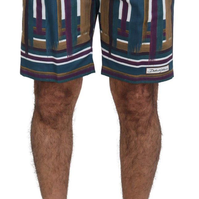 Dolce & Gabbana Multicolor Striped Stretch Cotton Shorts