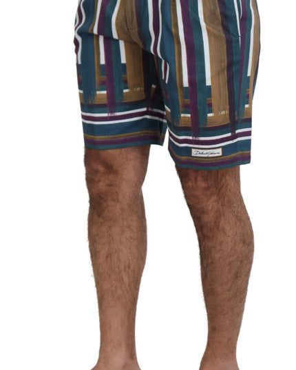 Dolce & Gabbana Multicolor Striped Stretch Cotton Shorts