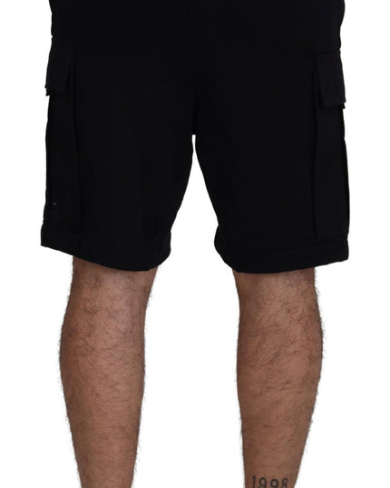 Dolce & Gabbana Black Cotton Bermuda Cargo Shorts