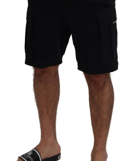 Dolce & Gabbana Black Cotton Bermuda Cargo Shorts