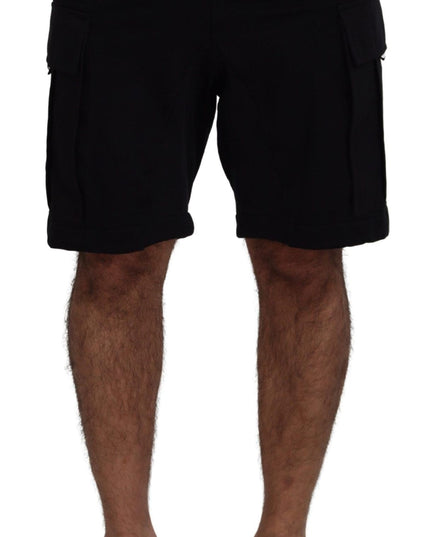 Dolce & Gabbana Black Cotton Bermuda Cargo Shorts