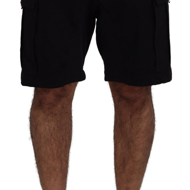Dolce & Gabbana Black Cotton Bermuda Cargo Shorts