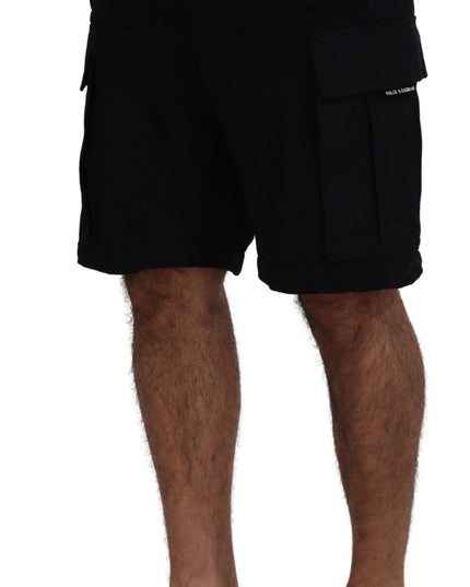 Dolce & Gabbana Black Cotton Bermuda Cargo Shorts