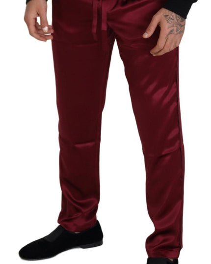 Dolce & Gabbana Bordeaux Silk DG Sleep Lounge Pants