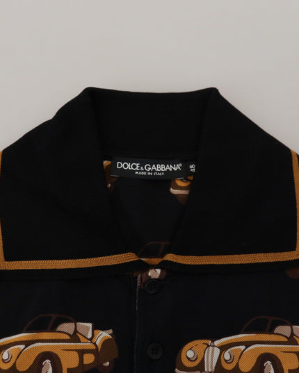 Dolce & Gabbana Black Car Print Short Sleeve Polo T-shirt