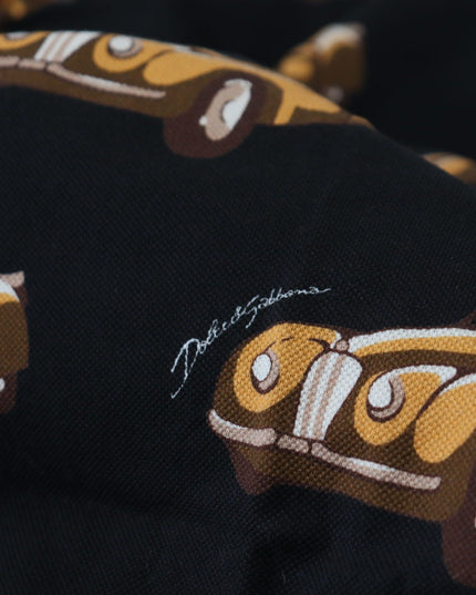 Dolce & Gabbana Black Car Print Short Sleeve Polo T-shirt