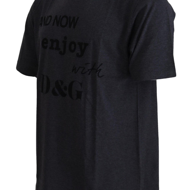 Dolce & Gabbana Gray Crewneck Cotton Short Sleeve  T-shirt