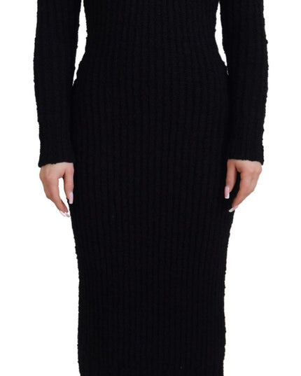 Dolce & Gabbana Black Wool Knitted Sheath Sweater Dress