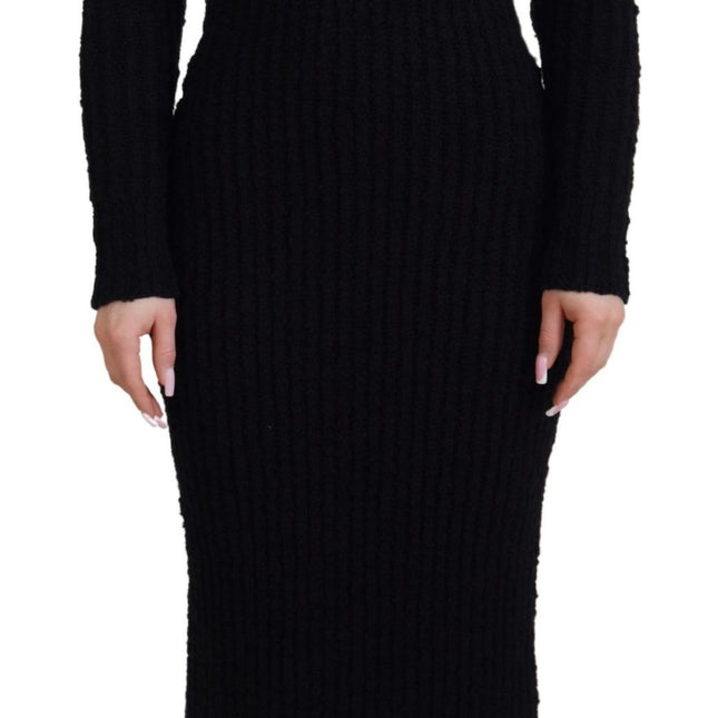 Dolce & Gabbana Black Wool Knitted Sheath Sweater Dress