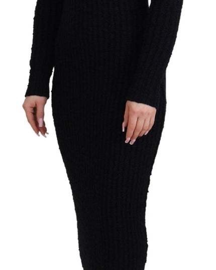 Dolce & Gabbana Black Wool Knitted Sheath Sweater Dress