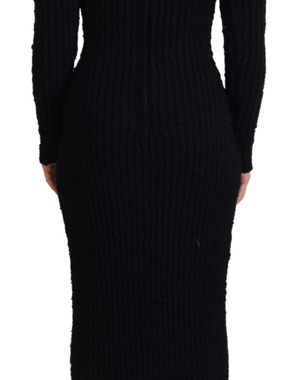 Dolce & Gabbana Black Wool Knitted Sheath Sweater Dress
