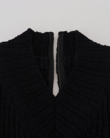 Dolce & Gabbana Black Wool Knitted Sheath Sweater Dress