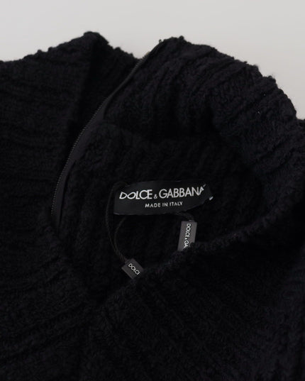 Dolce & Gabbana Black Wool Knitted Sheath Sweater Dress