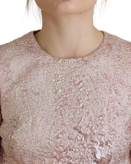 Dolce & Gabbana Pink Jaquard 3/4 Sleeve Sheath Midi Dress