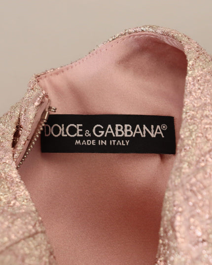 Dolce & Gabbana Pink Jaquard 3/4 Sleeve Sheath Midi Dress