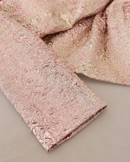 Dolce & Gabbana Pink Jaquard 3/4 Sleeve Sheath Midi Dress