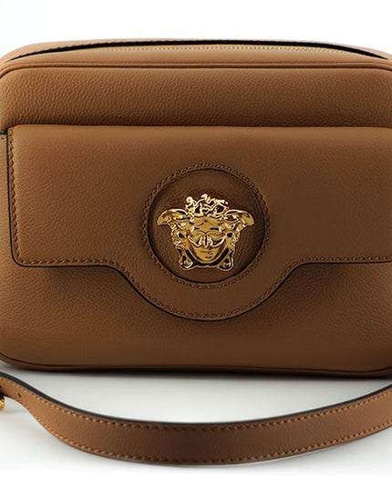 Versace Brown Calf Leather Camera Shoulder Bag