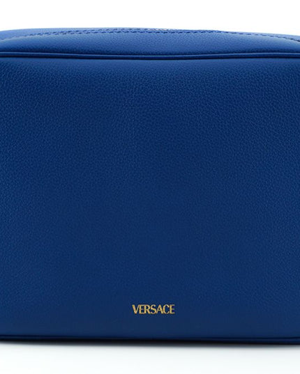Versace Blue Calf Leather Camera Shoulder Bag