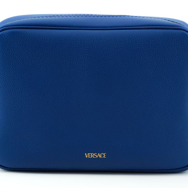 Versace Blue Calf Leather Camera Shoulder Bag