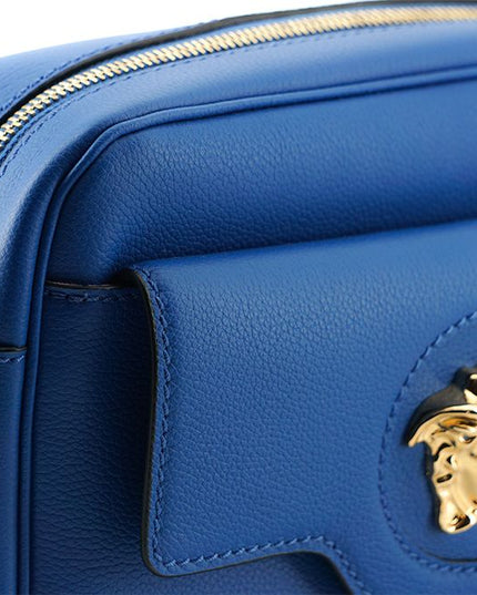 Versace Blue Calf Leather Camera Shoulder Bag