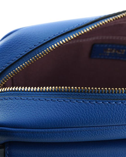 Versace Blue Calf Leather Camera Shoulder Bag