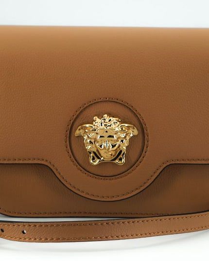 Versace Brown Calf Leather Shoulder Bag
