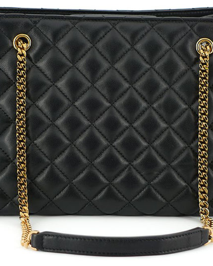 Versace Black Quilted Nappa Leather Medusa Tote Handbag