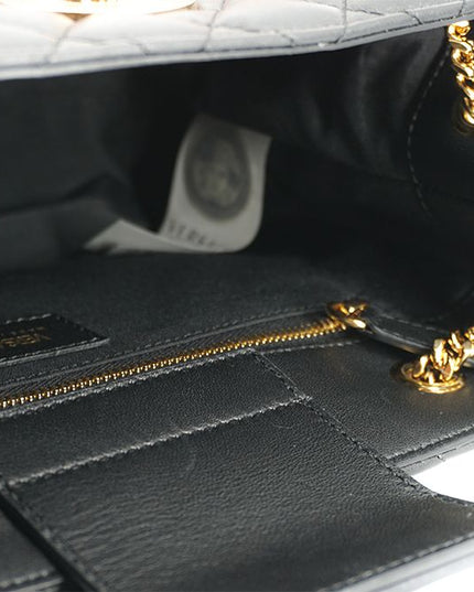 Versace Black Quilted Nappa Leather Medusa Tote Handbag