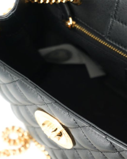 Versace Black Quilted Nappa Leather Medusa Tote Handbag