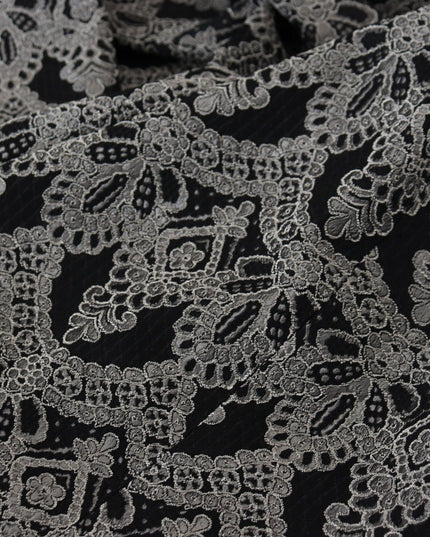 Dolce & Gabbana Black Gray Jacquard Sheath Bodycon Dress