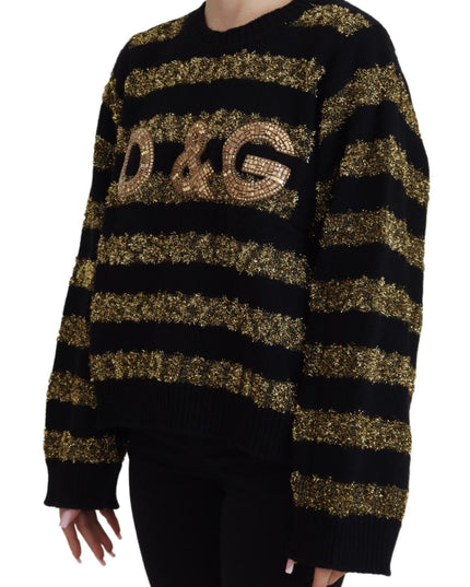 Dolce & Gabbana Black Gold D&G Crystal Cashmere Sweater
