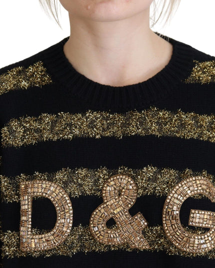 Dolce & Gabbana Black Gold D&G Crystal Cashmere Sweater