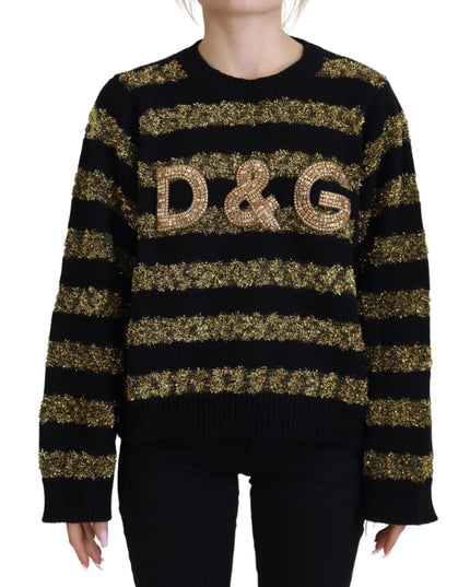 Dolce & Gabbana Black Gold D&G Crystal Cashmere Sweater