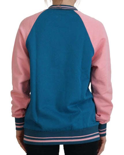 Dolce & Gabbana Blue Pink Queen Sequin Crystal Sweater