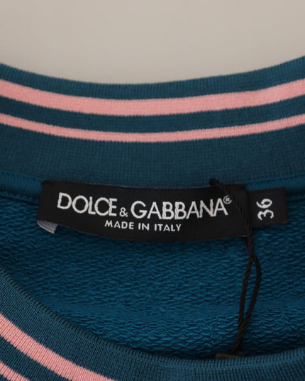 Dolce & Gabbana Blue Pink Queen Sequin Crystal Sweater