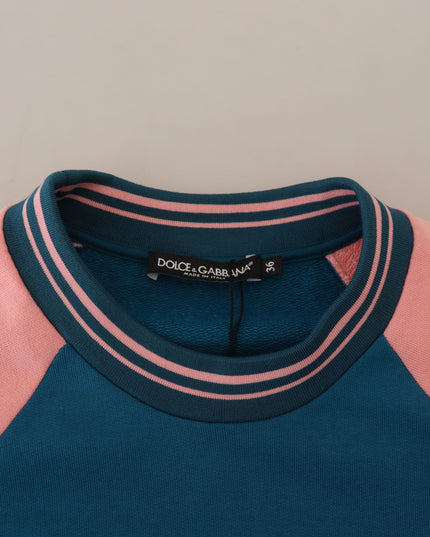Dolce & Gabbana Blue Pink Queen Sequin Crystal Sweater
