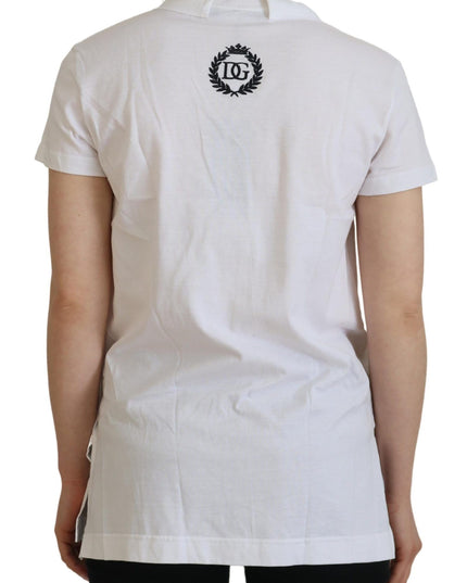 Dolce & Gabbana White Short Sleeve V-neck Cotton Top Blouse T-shirt