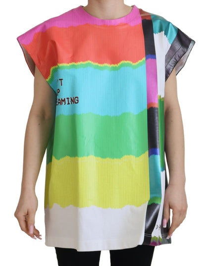 Dolce & Gabbana Multicolor TV Print Blouse Cotton  T-shirt