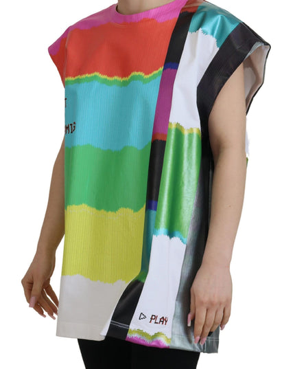 Dolce & Gabbana Multicolor TV Print Blouse Cotton  T-shirt