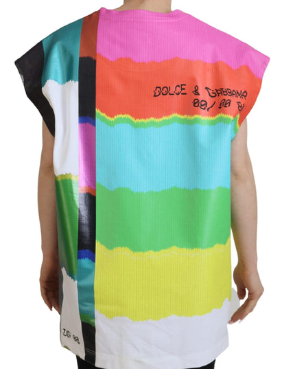 Dolce & Gabbana Multicolor TV Print Blouse Cotton  T-shirt