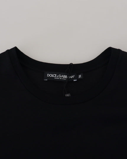 Dolce & Gabbana Black T-shirt Blouse Tassle Cotton Blouse