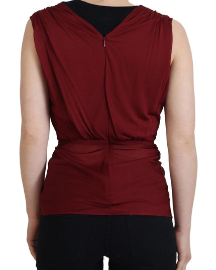 Dolce & Gabbana Bordeaux Silk Stretch Top Vest Blouse