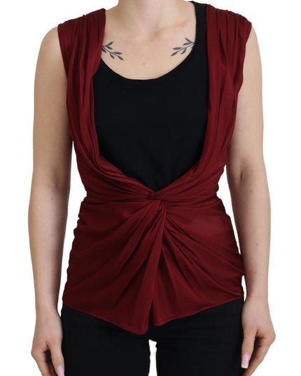 Dolce & Gabbana Bordeaux Silk Stretch Top Vest Blouse