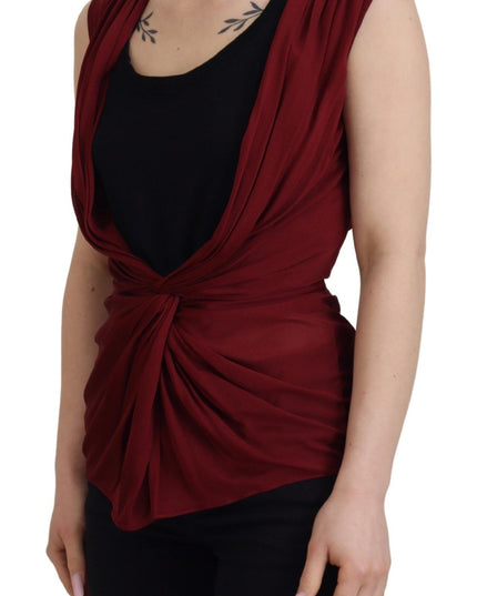 Dolce & Gabbana Bordeaux Silk Stretch Top Vest Blouse
