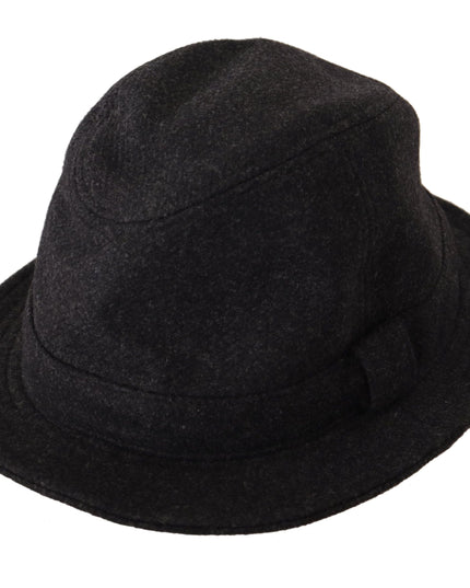 Dolce & Gabbana Gray Virgin Wool Logo Fedora Trilby Cappello Hat