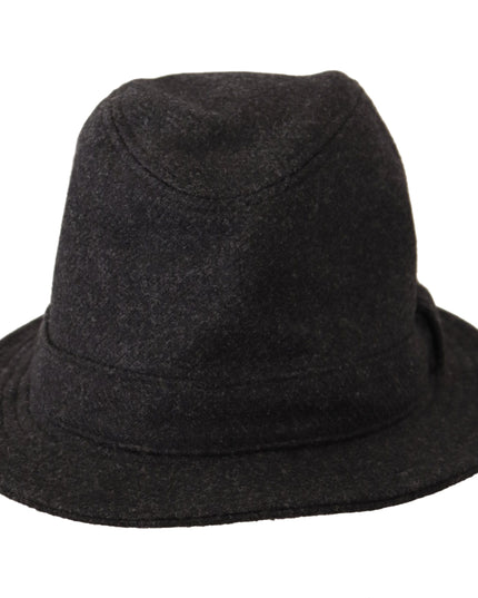 Dolce & Gabbana Gray Virgin Wool Logo Fedora Trilby Cappello Hat