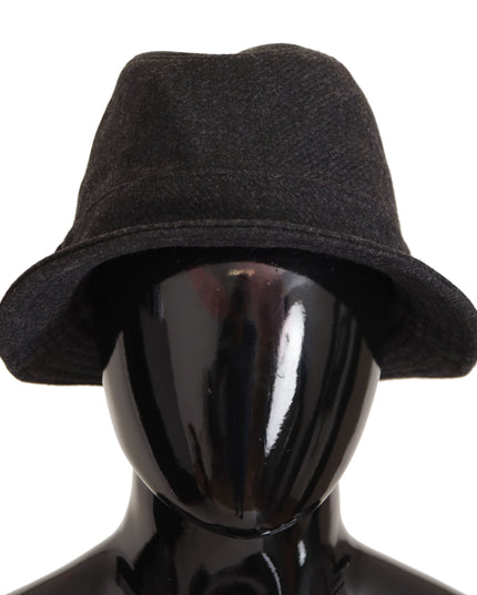 Dolce & Gabbana Gray Virgin Wool Logo Fedora Trilby Cappello Hat