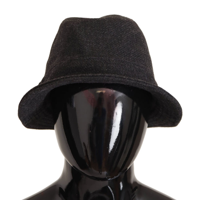 Dolce & Gabbana Gray Virgin Wool Logo Fedora Trilby Cappello Hat
